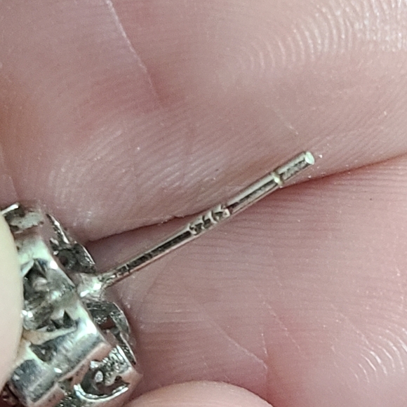 Tanzanite sterling silver earrings studs flowers CZ sparkly Tested estate - Picture 13 of 15